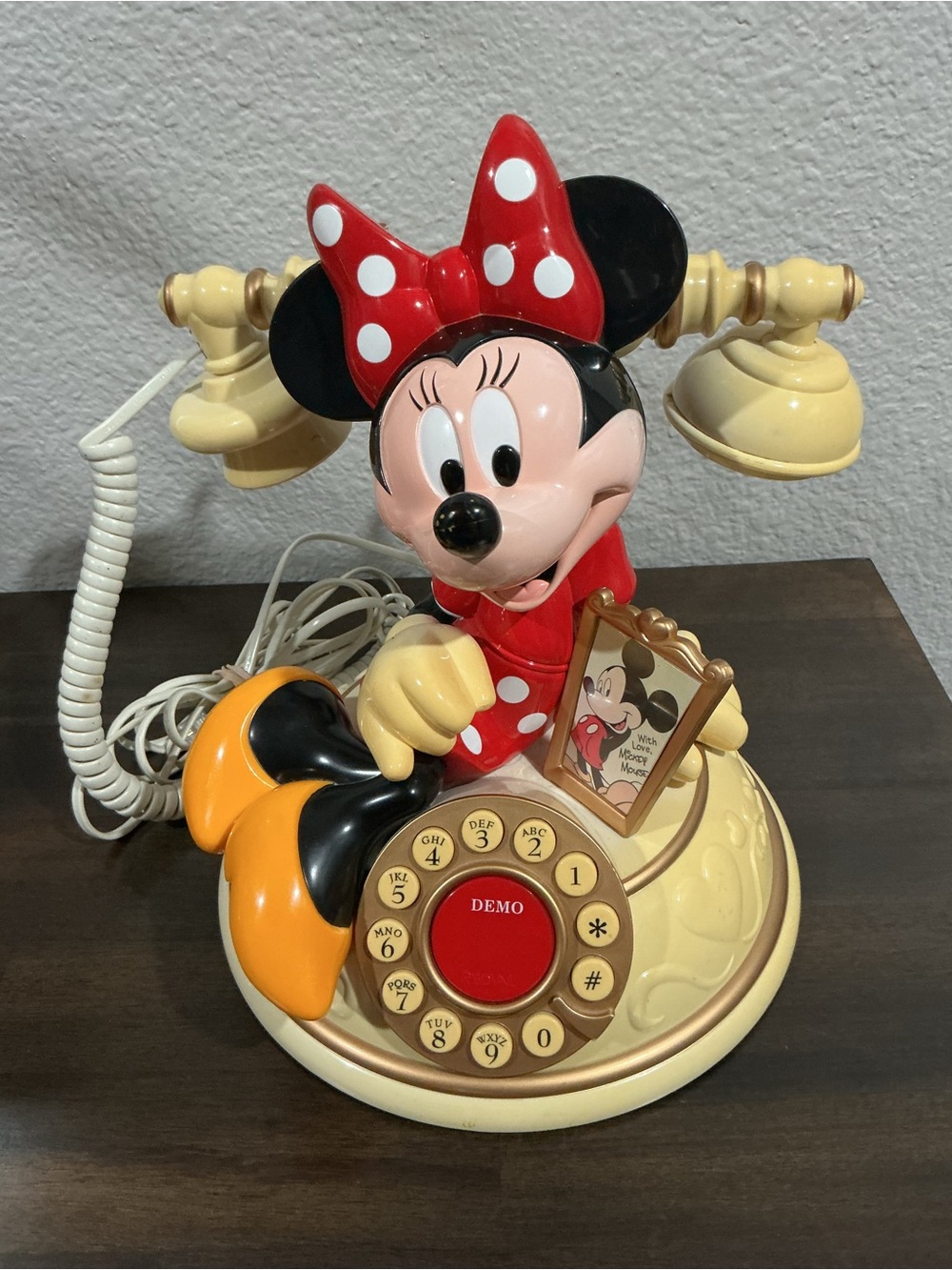 Disney Minnie Mouse Retro Rotary Toy Phone in Red, Black, Yellow, Cream